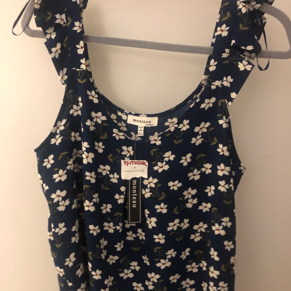 TJ MAXX navy and floral tank. Never been worn with tags